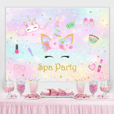 Lofaris Rainbow-Colored Watercolors Unicorn Spa Party Backdrop